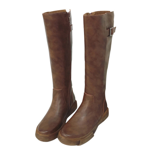 Зимни дамски ботуши от еко кожа в черен и кафяв цвят 