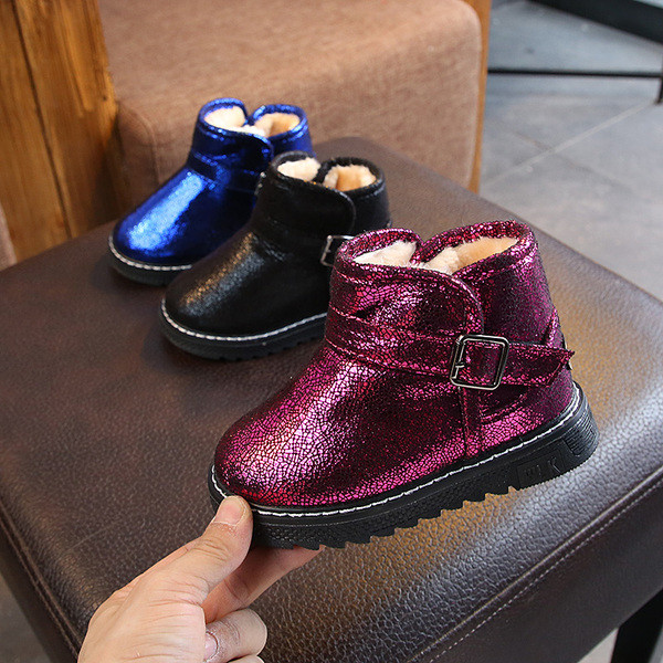 Детски топли боти за момичета в лилав, син и черен цвят