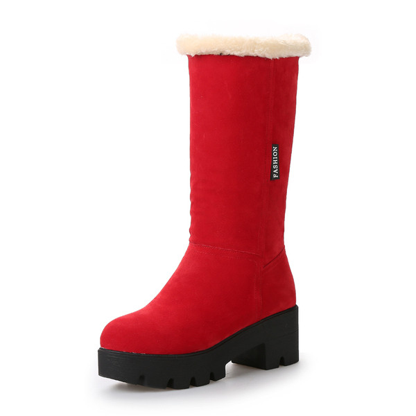 Модерни дамски зимни ботуши с топла подплата в черен и червен цвят 