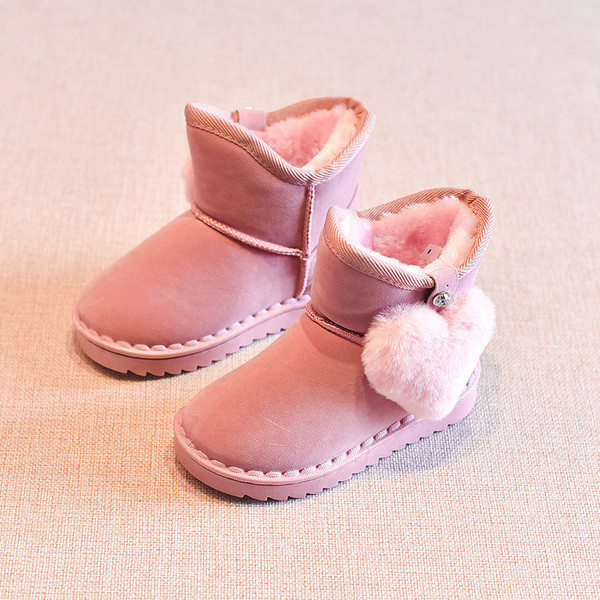 Детски боти за момичета с декорация сърце в три цвята