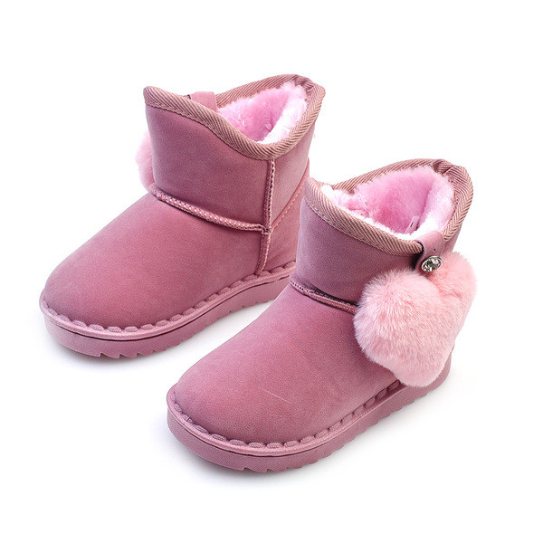 Детски боти за момичета с декорация сърце в три цвята