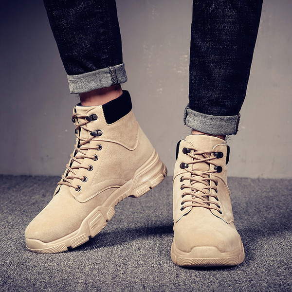 Moдерни мъжки ботуши в три цвята с мека потплата