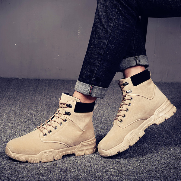 Moдерни мъжки ботуши в три цвята с мека потплата