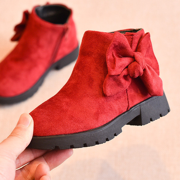 Детски модерни боти с панделка в три цвята