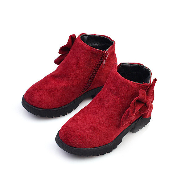 Детски модерни боти с панделка в три цвята