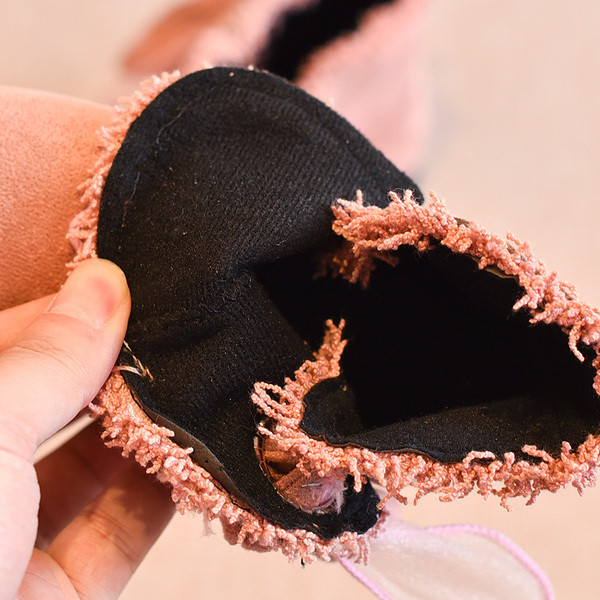 Детски стилни боти за момичета с декорация панделка в три цвята