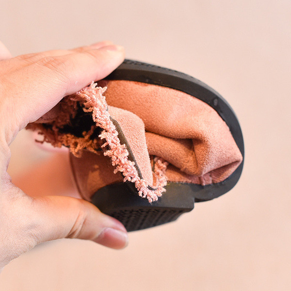 Детски стилни боти за момичета с декорация панделка в три цвята