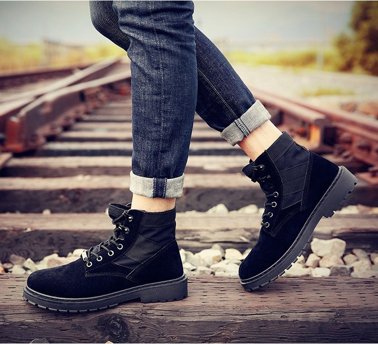 Ежедневни мъжки ботуши с връзки в черен и кафяв цвят