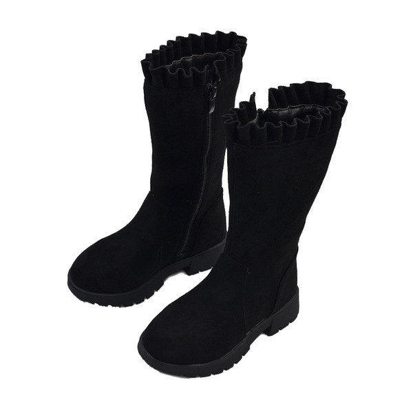 Детски ботуши за момичета в черен и червен цвят