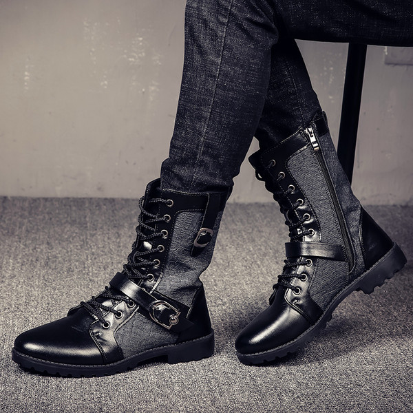 Стилни мъжки ботуши в черен цвят