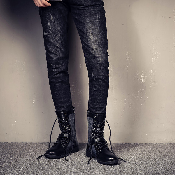 Стилни мъжки ботуши в черен цвят