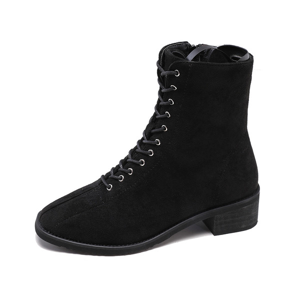 Ежедневни дамски боти от еко велур с връзки в два цвята