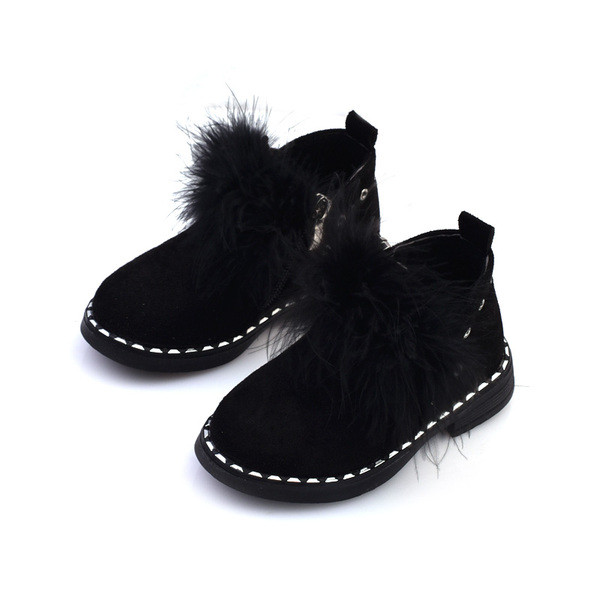 Детски боти с пух в три цвята