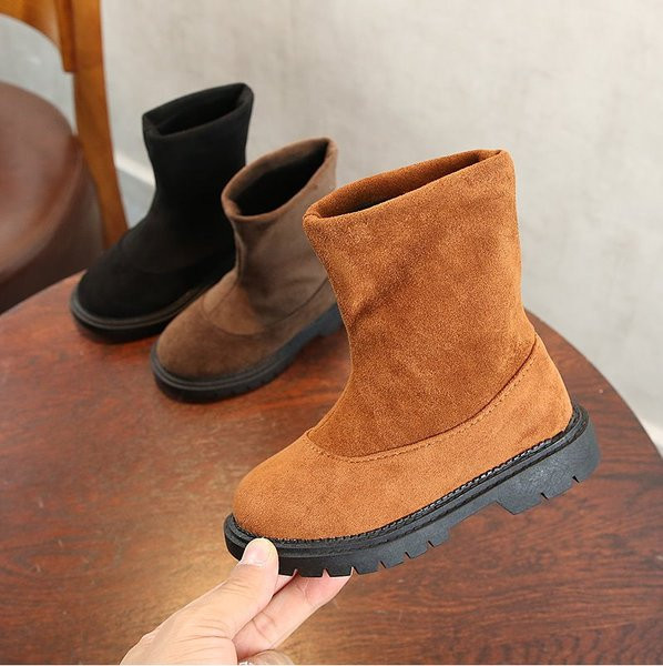 Детски ботуши за момичета с груба подметка в три цвята