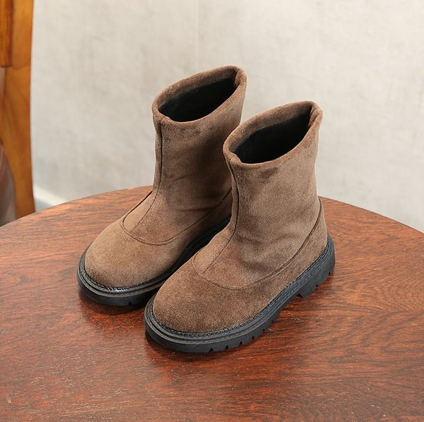 Детски ботуши за момичета с груба подметка в три цвята