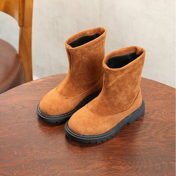 Детски ботуши за момичета с груба подметка в три цвята