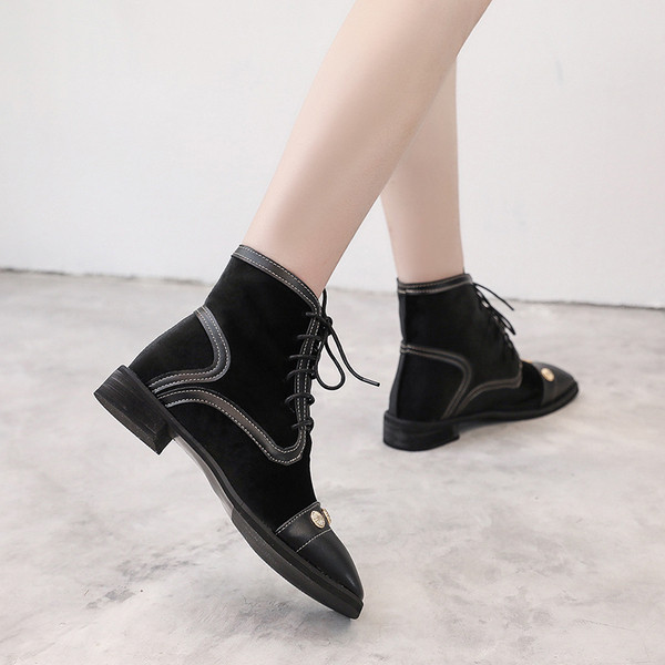 Модерни дамски боти от кадифе с перли и връзки в три цвята