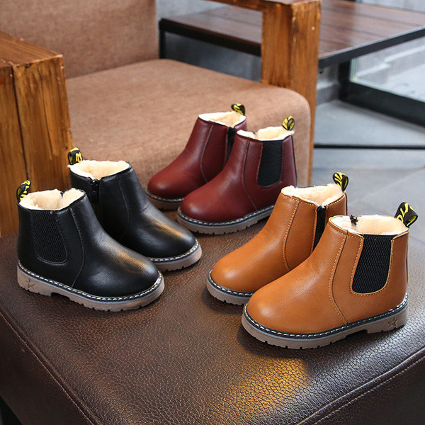 Детски боти за момичета от еко кожа в черен, червен и кафяв цвят