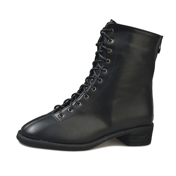 Модерни дамски кубинки от еко кожа в черен цвят