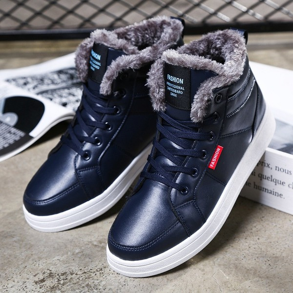 Изчистени мъжки зимни обувки в три цвята от еко кожа