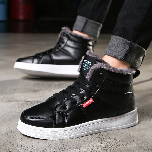 Изчистени мъжки зимни обувки в три цвята от еко кожа