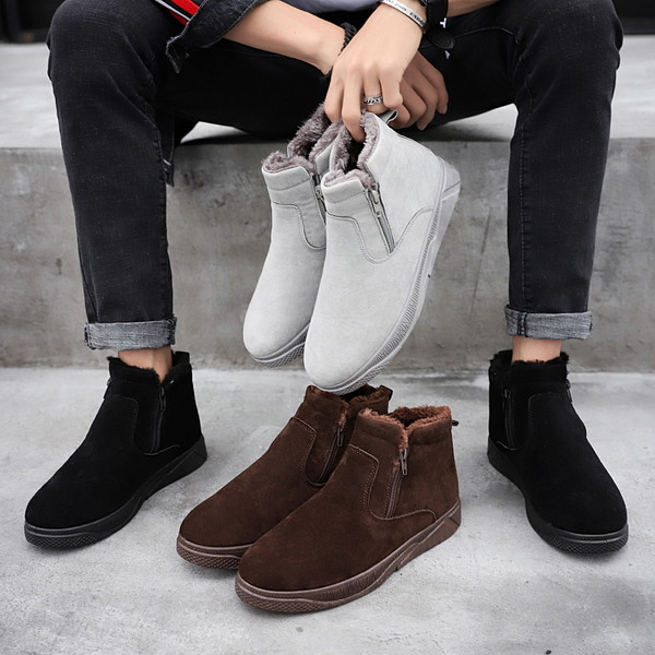 Cizme confortabile pentru barbati in trei culori cu fermoar