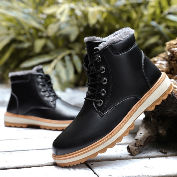 Cizme moderne barbatesti din piele ecologica cu talpa groasa