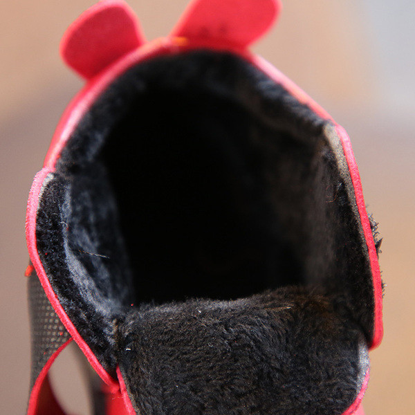 Pantofi de iarna copii pentru baieti din piele ecologica cu autocolante in negru, rosu si maro