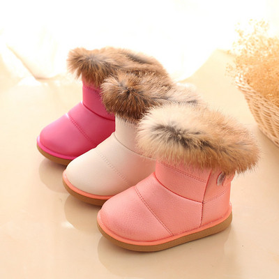Children`s boots for girls with down in four colors