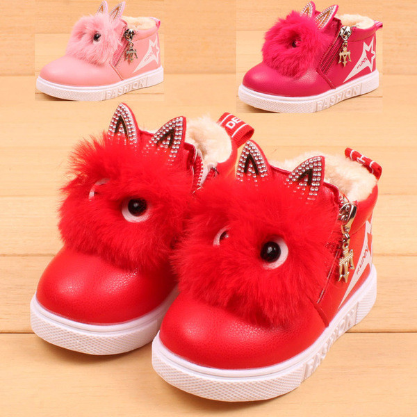 Cizme noi pentru copii pentru fete cu căptușeală moale și element 3D