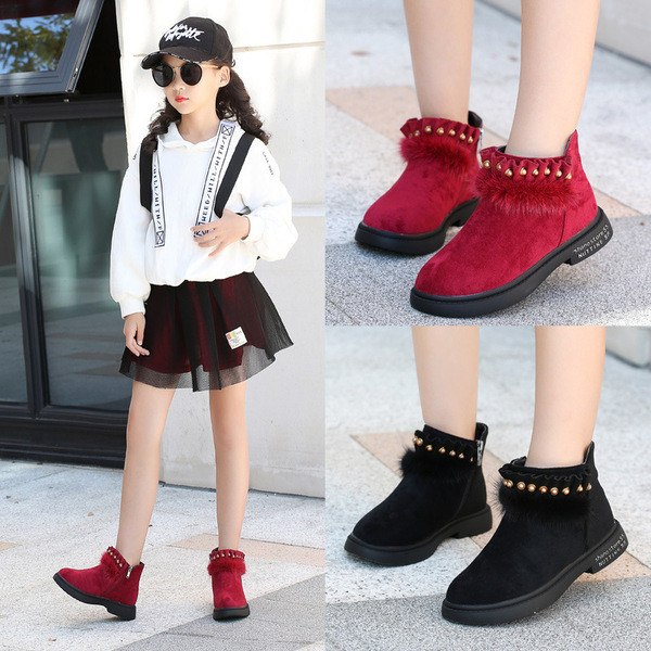 Cizme pentru copii pentru fete in negru si rosu