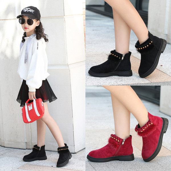 Cizme pentru copii pentru fete in negru si rosu