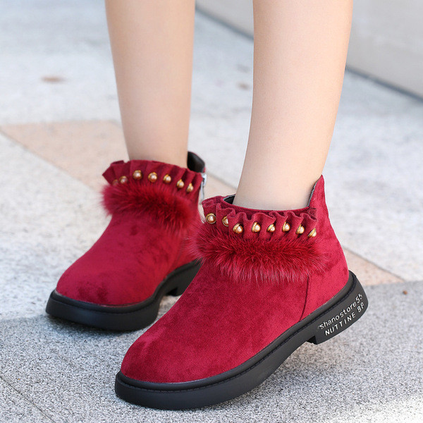 Cizme pentru copii pentru fete in negru si rosu