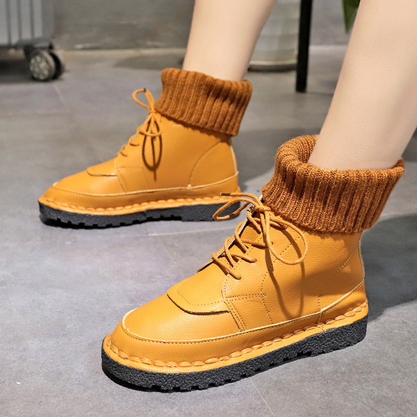 Καθημερινές κυρίες δερμάτινες μπότες με τρεις χρωματισμούς