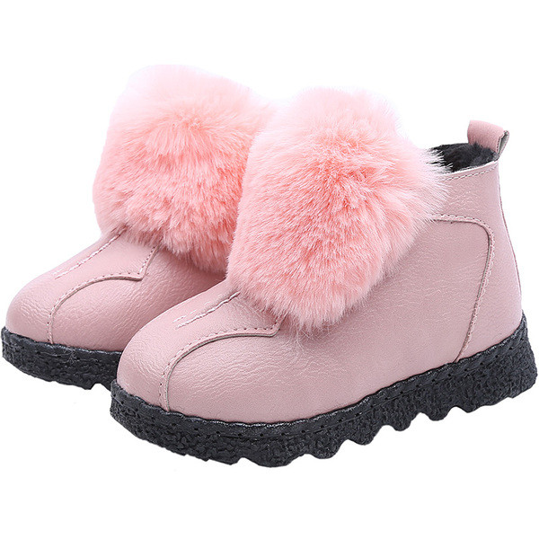 Зимни детски боти за момичета с пух  в розов, червен и черен цвят