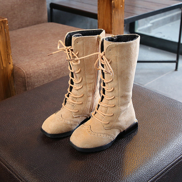 Детски ботуши за момичета в черен, бордо и бежов цвят