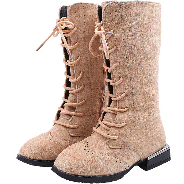 Детски ботуши за момичета в черен, бордо и бежов цвят