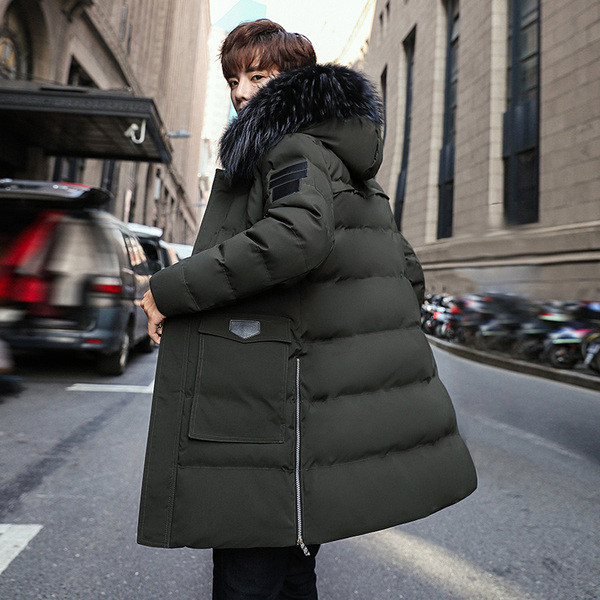 Хит модерно мъжко яке с джобове и пух на качулката в няколко цвята