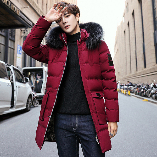 Хит модерно мъжко яке с джобове и пух на качулката в няколко цвята