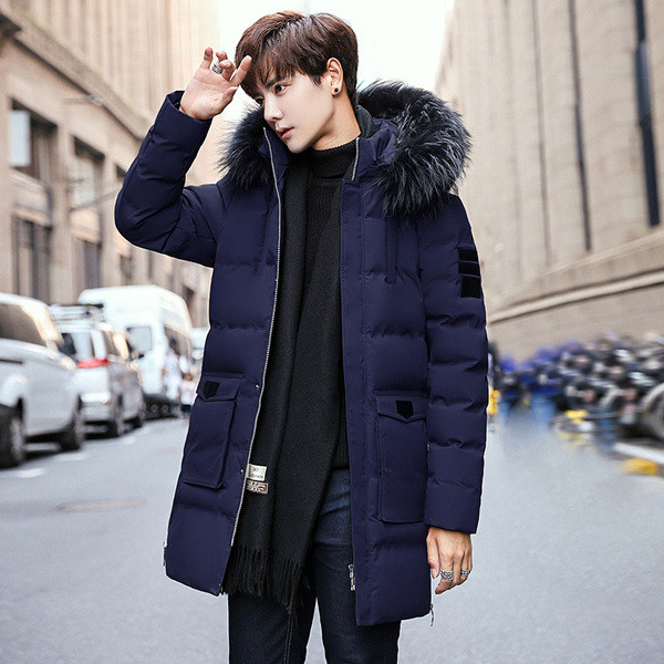 Хит модерно мъжко яке с джобове и пух на качулката в няколко цвята