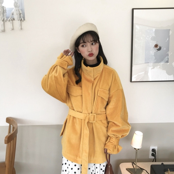 Μαλακό παλτό με φαρδιά μανίκια και υψηλό κολάρο σε διάφορα χρώματα