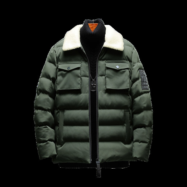 Μοντέρνο χειμωνιάτικο σακάκι με τσέπες και έμβλημα σε διάφορα χρώματα