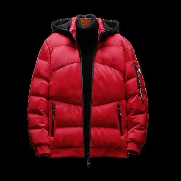 Спортно-ежедневно мъжко яке с качулка в черен ,бял и червен цвят 