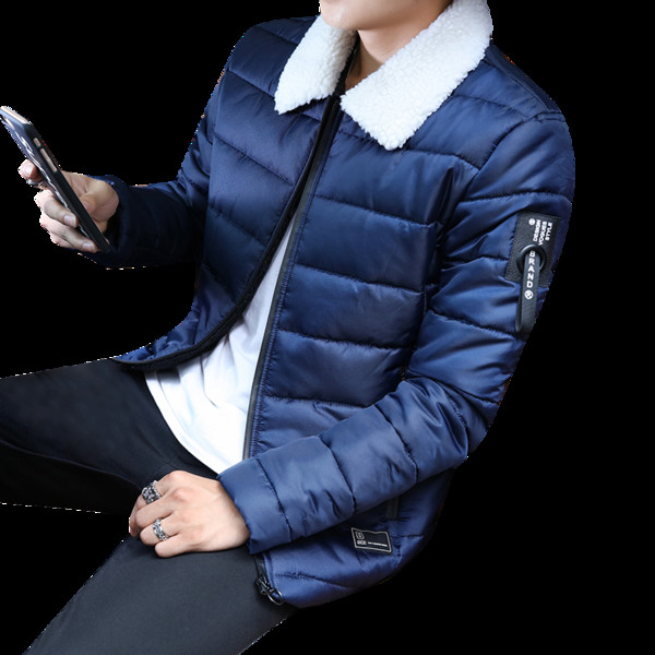 Modern férfi téli kabát puha gallérral több színben