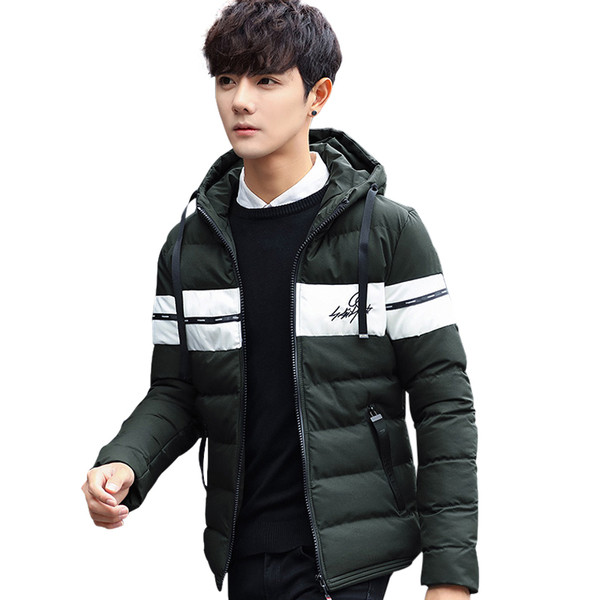 Aktuális férfi téli kabát fehér szegéllyel és kapucnival két színben