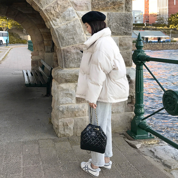 Modern női kabát O-alakú gallérral több színben