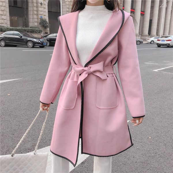 Női hosszú kabát kapucnival és zsebekkel, két színben