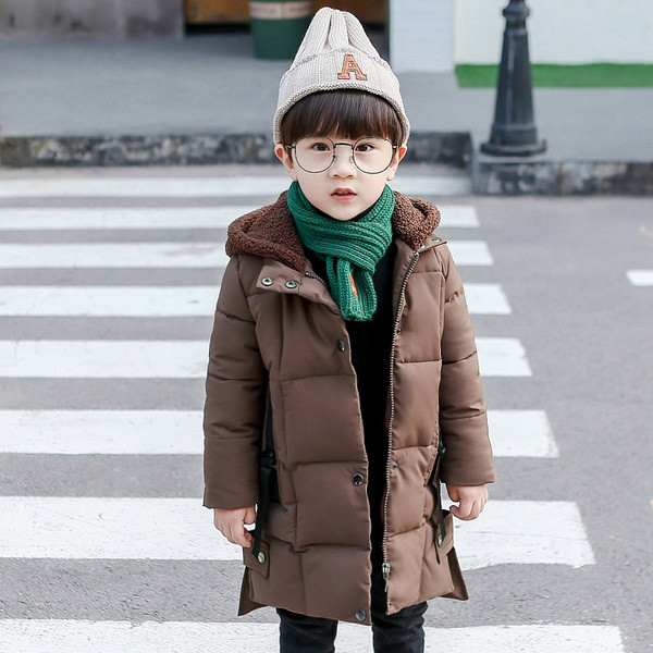 Gyermek hosszú kabát kapucnival fiúknak három színben