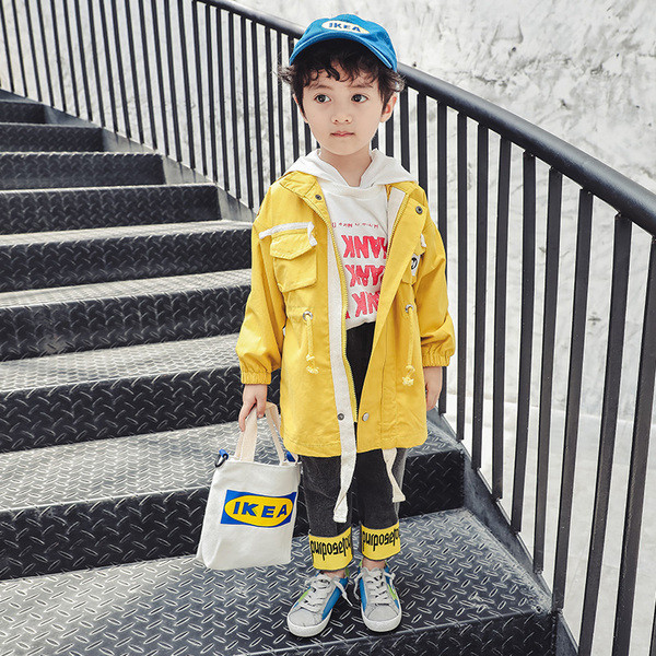 Gyermek hosszú kabát fiúknak sárga színben