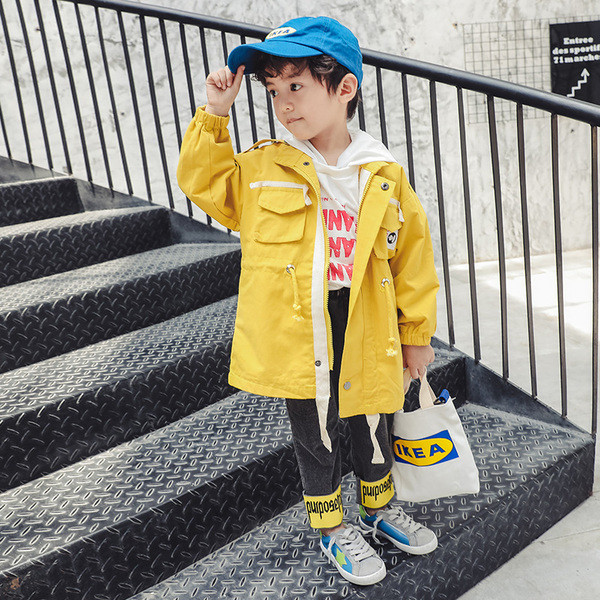 Gyermek hosszú kabát fiúknak sárga színben